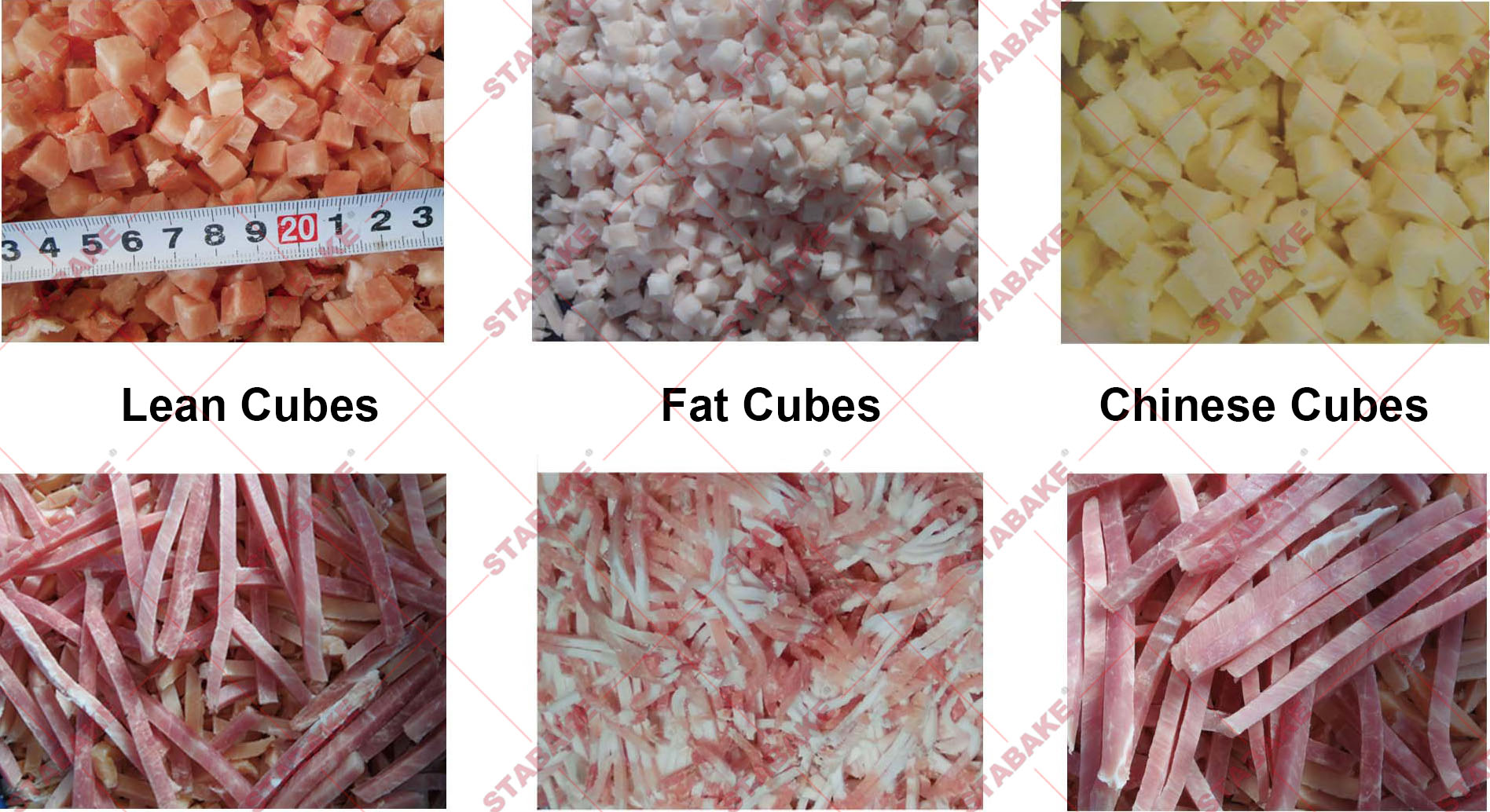 Efecto de corte de m&aacute;quina de carne congelada