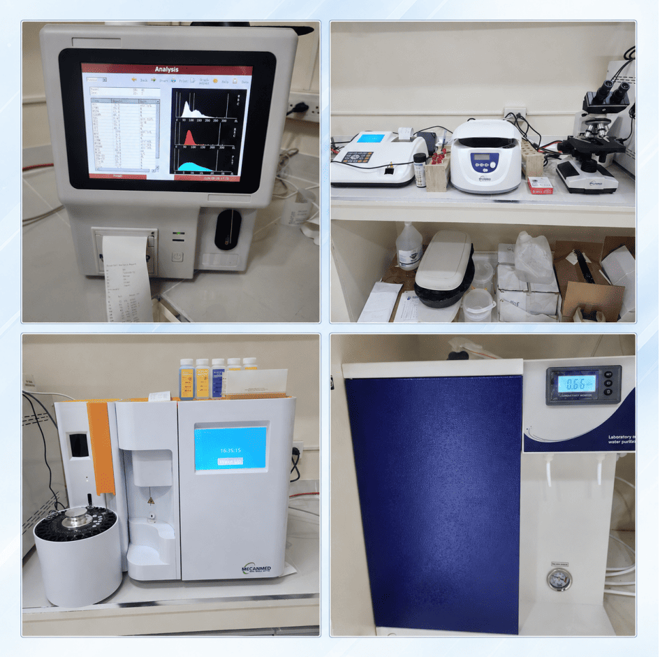 Namestitev in testiranje laboratorijskih analizatorjev in opreme MECANMED na kraju samem v zasebni kliniki v Davau.