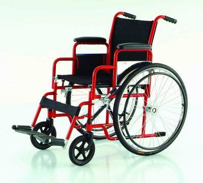 (MS-40S) Powder Coated Steel Wheelchair Manual Folding Transport Wheelchair