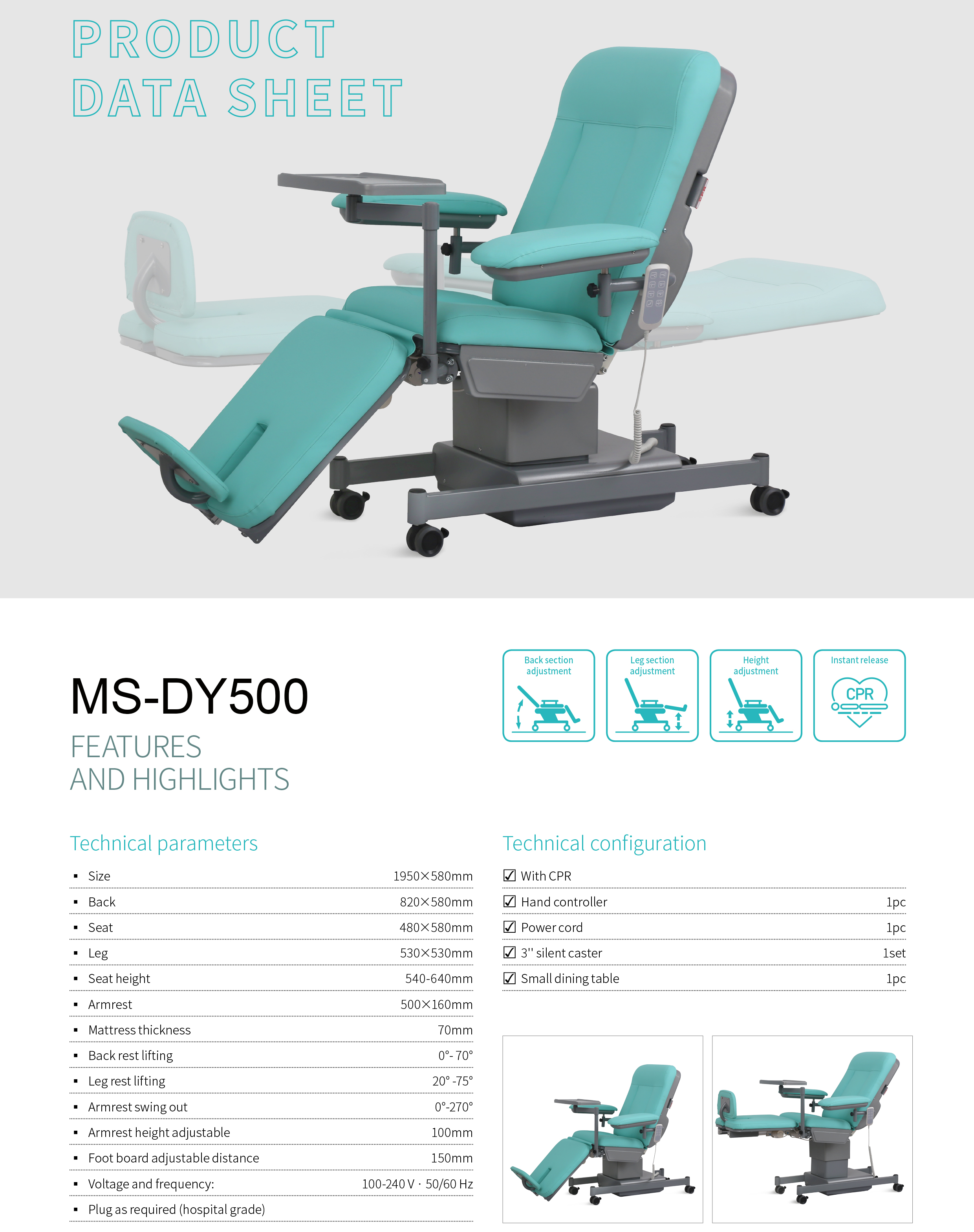 MS-DY500 Electric Dialysis Chair-2
