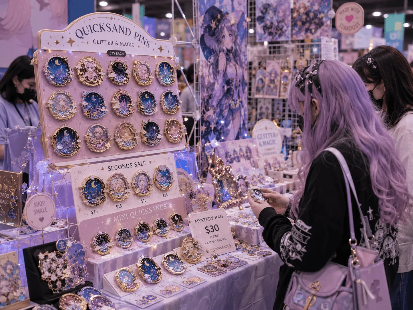 Custom shaker pins displayed