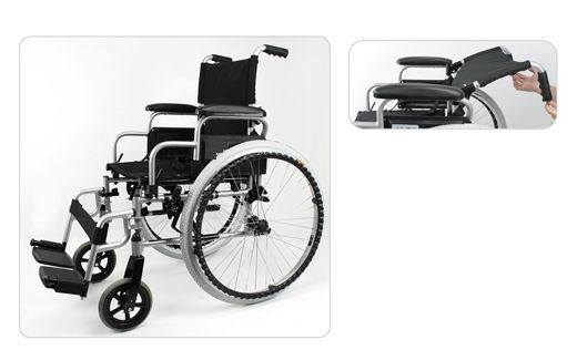 (MS-20A) Aluminum Lightweight Transport Manual Power Folding Commode Wheelchair