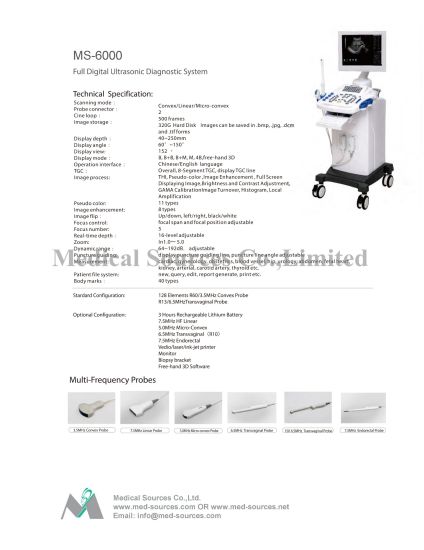 MS-6000) Équipement médical Scanner à ultrasons entièrement
