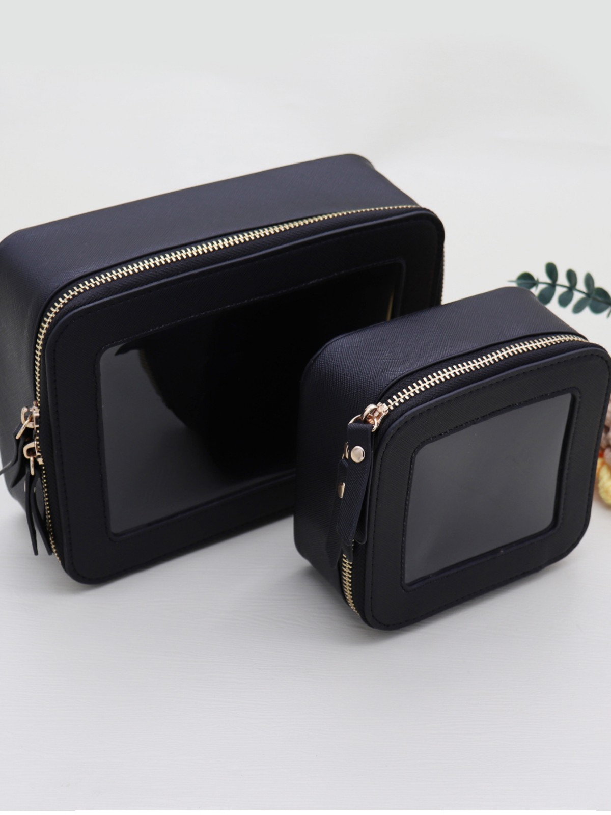 transparent pu leather cosmetic bag