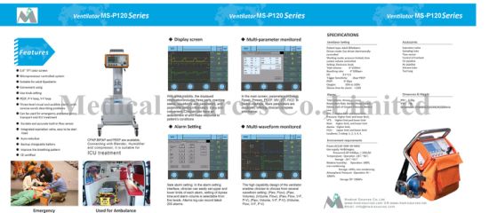 (MS-P120) Medical Use ICU Ambulance Transport Emergency Portable Ventilator