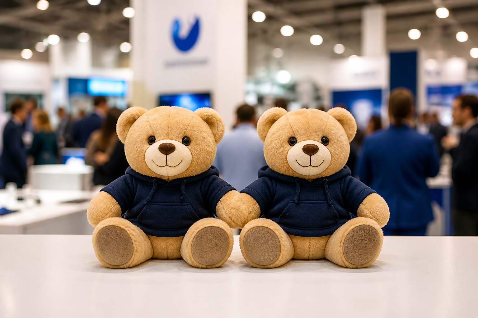 Trade show booth with custom plush giveaways