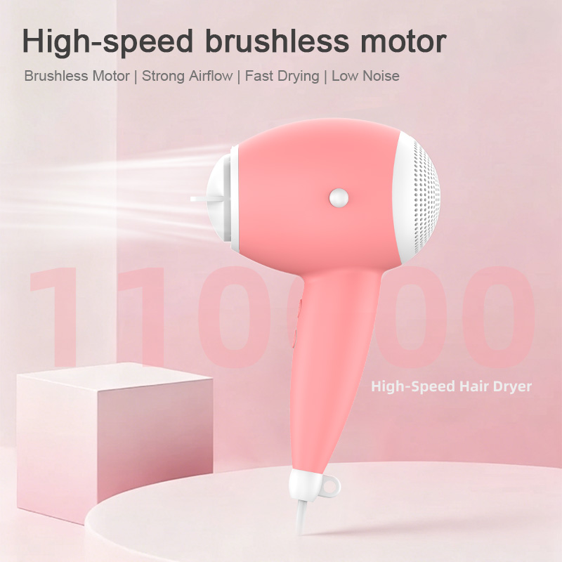 Mini asciugacapelli ionico ad alta velocit&agrave; con motore brushless da 110000 giri/min con forte flusso d'aria e bassa rumorosit&agrave;
