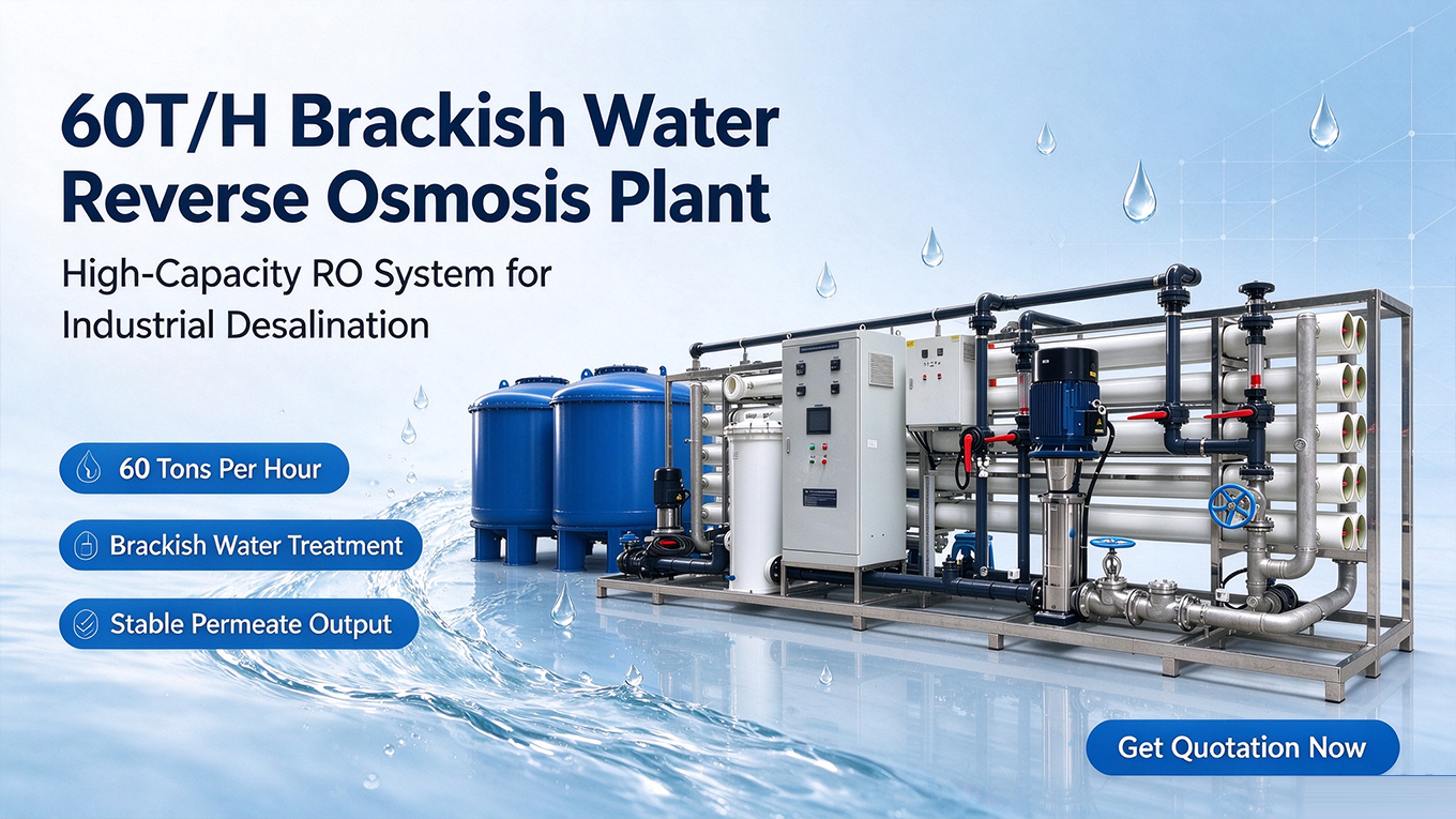 โรงงานออสโมซิย้อนกลับน้ำกร่อย 60T / H เต็มหน่วย