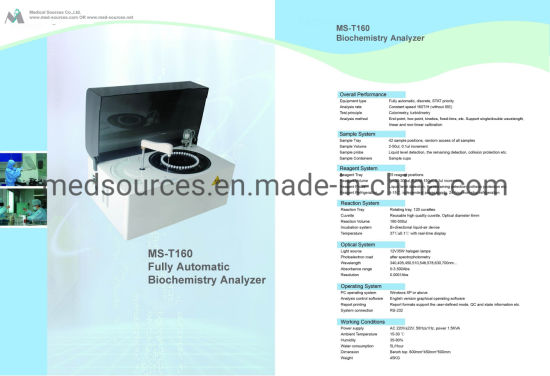 (MS-T160) Analizador de bioquímica completamente automático Analizador de química clínica