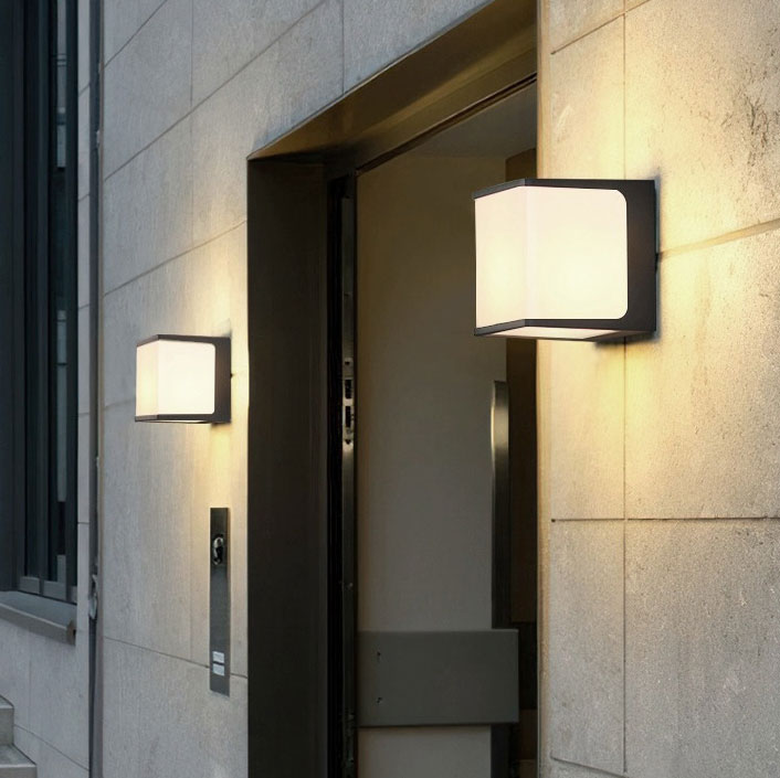 applique da parete per esterni a LED quadrata teshen, lampada da parete impermeabile in alluminio nero opaco, illuminazione minimalista per facciate della porta d'ingresso per progetti residenziali di hotel fornitura all'ingrosso