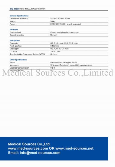 (MS-M500) Medical Touch Screen Halothane Isoflurane Enflurane Sevofluane Vaporizer Anesthesia