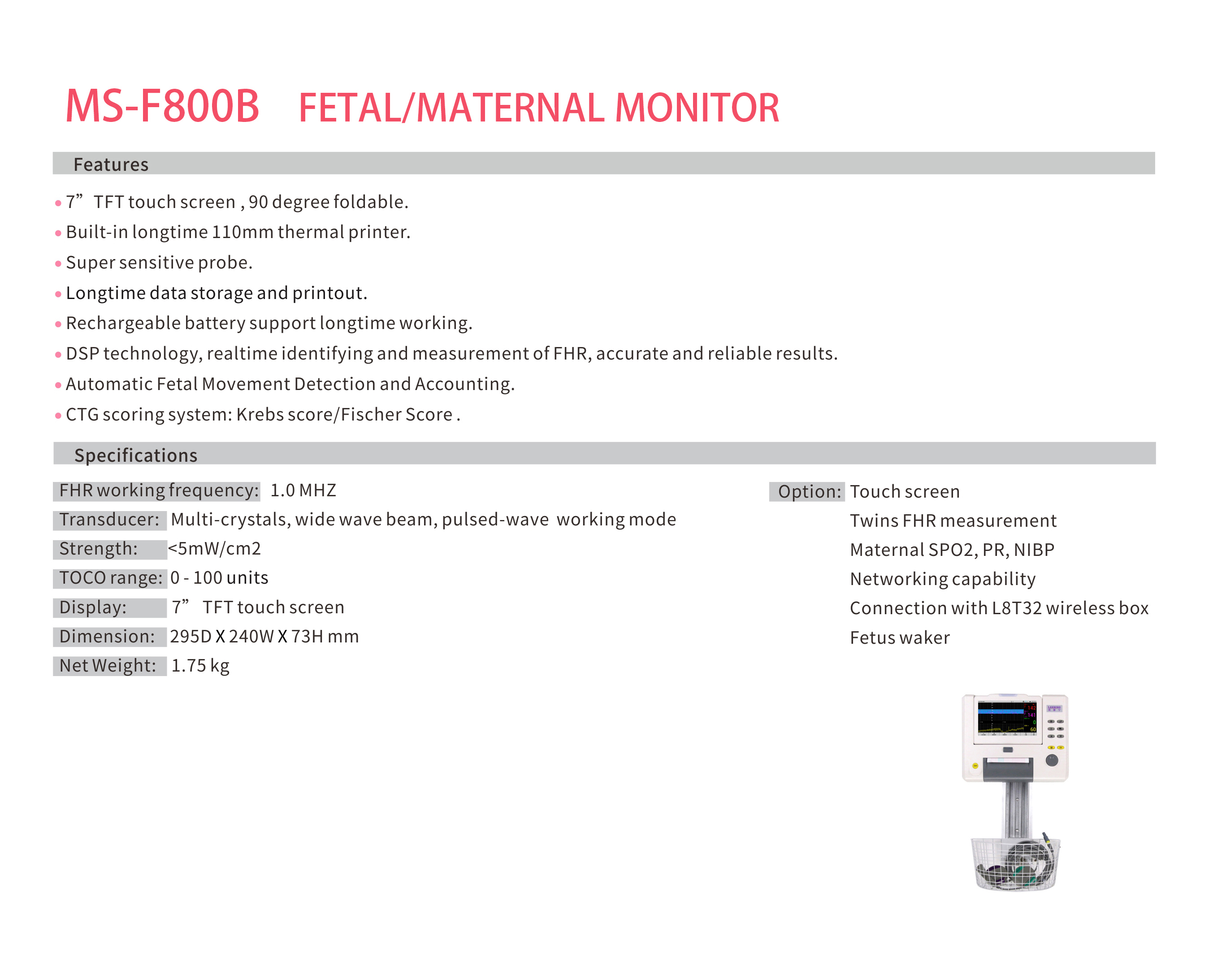 MS-F800B Fetal Maternal Monitor2