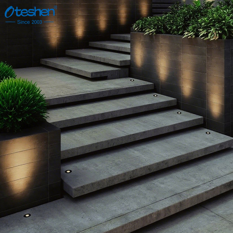 Oteshen 3W LED įleidžiamas vidinis apšvietimas, modelis LDM0120A-3 apvali apdaila ir LDM0120B-3 kvadratinė apdaila, IP67 vandeniui atsparus lauko palaidotas kraštovaizdžio šviestuvas