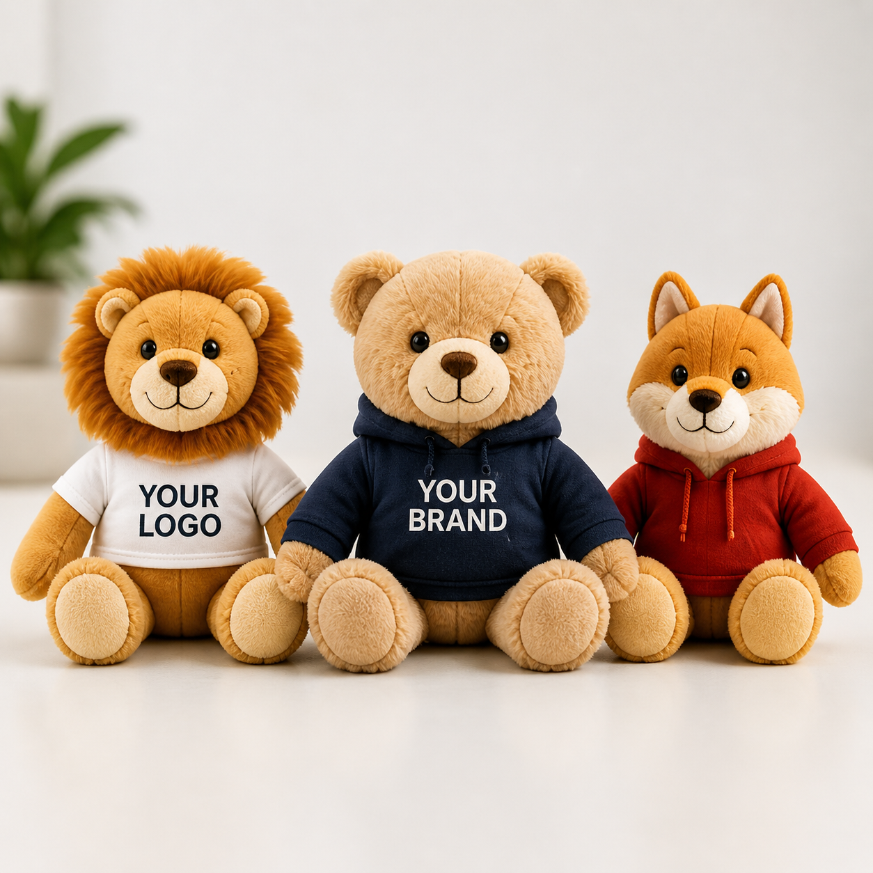 Custom mascot plush toy with logo shirt for brand promotion
